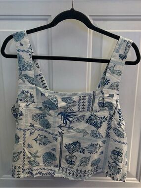 NWT Goa Beachwear By Japana  Ladies Linen Blend Coastal Boho Crop Tank Size XL
